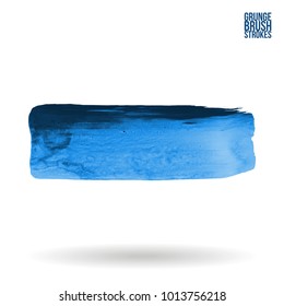 Blue brush stroke and texture. Grunge vector abstract hand - painted element. Underline and border design.