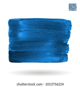 Blue brush stroke and texture. Grunge vector abstract hand - painted element. Underline and border design.