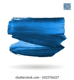Blue brush stroke and texture. Grunge vector abstract hand - painted element. Underline and border design.