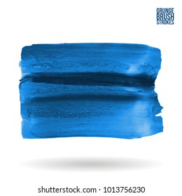 Blue brush stroke and texture. Grunge vector abstract hand - painted element. Underline and border design.