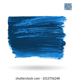 Blue brush stroke and texture. Grunge vector abstract hand - painted element. Underline and border design.