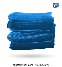 Blue brush stroke and texture. Grunge vector abstract hand - painted element. Underline and border design.