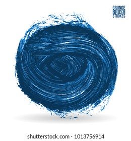 Blue brush stroke and texture. Grunge vector abstract hand - painted element. Underline and border design.