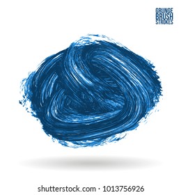 Blue brush stroke and texture. Grunge vector abstract hand - painted element. Underline and border design.