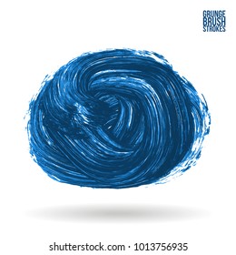 Blue brush stroke and texture. Grunge vector abstract hand - painted element. Underline and border design.