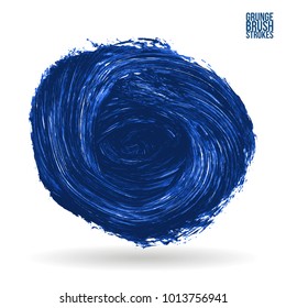 Blue brush stroke and texture. Grunge vector abstract hand - painted element. Underline and border design.
