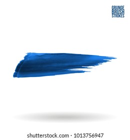 Blue brush stroke and texture. Grunge vector abstract hand - painted element. Underline and border design.