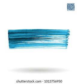 Blue brush stroke and texture. Grunge vector abstract hand - painted element. Underline and border design.