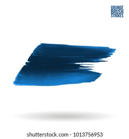 Blue brush stroke and texture. Grunge vector abstract hand - painted element. Underline and border design.