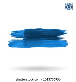 Blue brush stroke and texture. Grunge vector abstract hand - painted element. Underline and border design.