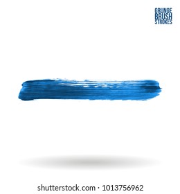 Blue brush stroke and texture. Grunge vector abstract hand - painted element. Underline and border design.