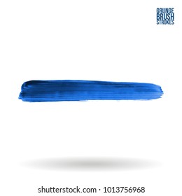 Blue brush stroke and texture. Grunge vector abstract hand - painted element. Underline and border design.