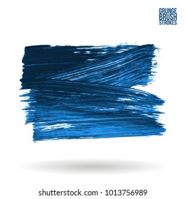 Blue brush stroke and texture. Grunge vector abstract hand - painted element. Underline and border design.