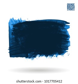 Blue brush stroke and texture. Grunge vector abstract hand - painted element. Underline and border design.