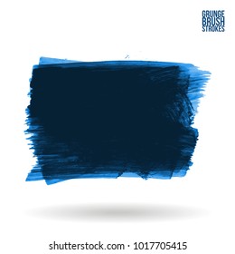 Blue brush stroke and texture. Grunge vector abstract hand - painted element. Underline and border design.