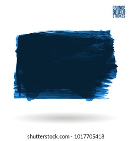 Blue brush stroke and texture. Grunge vector abstract hand - painted element. Underline and border design.