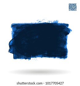 Blue brush stroke and texture. Grunge vector abstract hand - painted element. Underline and border design.