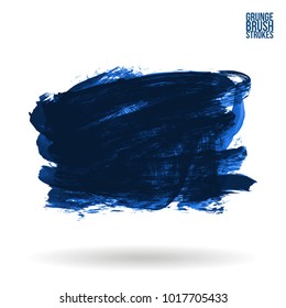 Blue brush stroke and texture. Grunge vector abstract hand - painted element. Underline and border design.