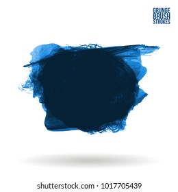 Blue brush stroke and texture. Grunge vector abstract hand - painted element. Underline and border design.
