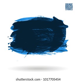 Blue brush stroke and texture. Grunge vector abstract hand - painted element. Underline and border design.