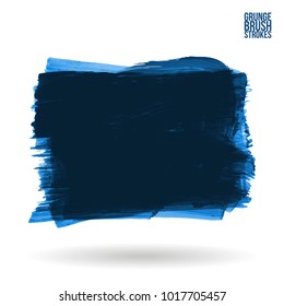 Blue brush stroke and texture. Grunge vector abstract hand - painted element. Underline and border design.