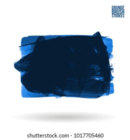 Blue brush stroke and texture. Grunge vector abstract hand - painted element. Underline and border design.