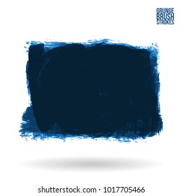 Blue brush stroke and texture. Grunge vector abstract hand - painted element. Underline and border design.