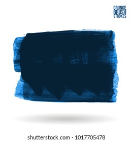Blue brush stroke and texture. Grunge vector abstract hand - painted element. Underline and border design.