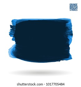 Blue brush stroke and texture. Grunge vector abstract hand - painted element. Underline and border design.