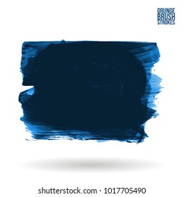 Blue brush stroke and texture. Grunge vector abstract hand - painted element. Underline and border design.