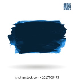 Blue brush stroke and texture. Grunge vector abstract hand - painted element. Underline and border design.