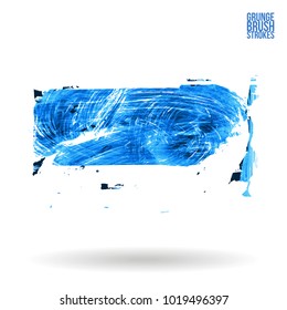 Blue brush stroke and texture. Grunge vector abstract hand - painted element. Underline and border design.
