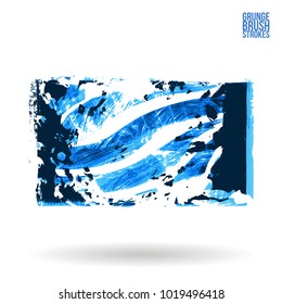 Blue brush stroke and texture. Grunge vector abstract hand - painted element. Underline and border design.