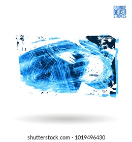 Blue brush stroke and texture. Grunge vector abstract hand - painted element. Underline and border design.