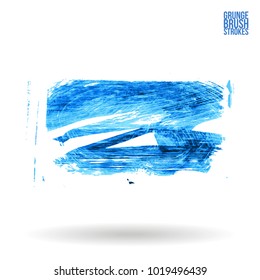 Blue brush stroke and texture. Grunge vector abstract hand - painted element. Underline and border design.