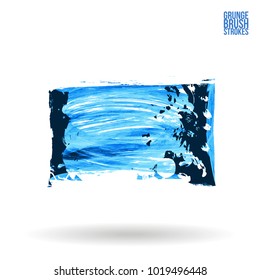 Blue brush stroke and texture. Grunge vector abstract hand - painted element. Underline and border design.