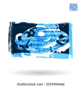 Blue brush stroke and texture. Grunge vector abstract hand - painted element. Underline and border design.