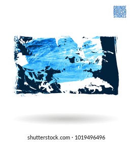 Blue brush stroke and texture. Grunge vector abstract hand - painted element. Underline and border design.