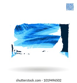 Blue brush stroke and texture. Grunge vector abstract hand - painted element. Underline and border design.