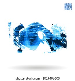 Blue brush stroke and texture. Grunge vector abstract hand - painted element. Underline and border design.