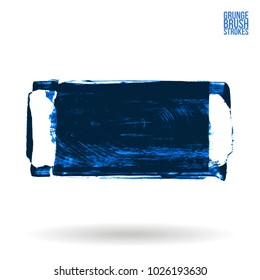 Blue brush stroke and texture. Grunge vector abstract hand - painted element. Underline and border design.