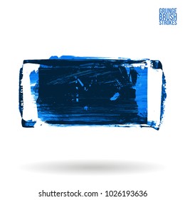 Blue brush stroke and texture. Grunge vector abstract hand - painted element. Underline and border design.