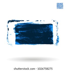 Blue brush stroke and texture. Grunge vector abstract hand - painted element. Underline and border design.