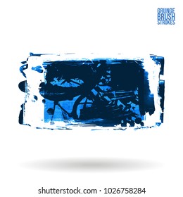 Blue brush stroke and texture. Grunge vector abstract hand - painted element. Underline and border design.