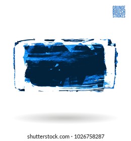 Blue brush stroke and texture. Grunge vector abstract hand - painted element. Underline and border design.
