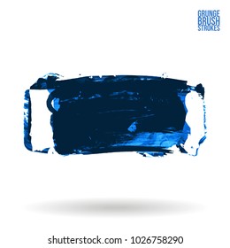 Blue brush stroke and texture. Grunge vector abstract hand - painted element. Underline and border design.