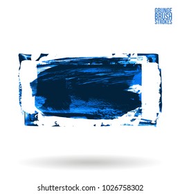 Blue brush stroke and texture. Grunge vector abstract hand - painted element. Underline and border design.