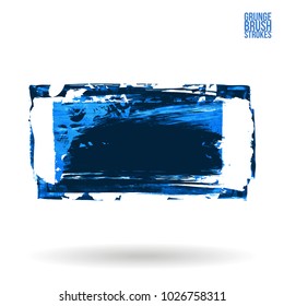 Blue brush stroke and texture. Grunge vector abstract hand - painted element. Underline and border design.