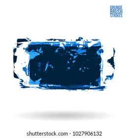 Blue brush stroke and texture. Grunge vector abstract hand - painted element. Underline and border design.