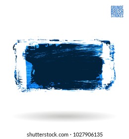 Blue brush stroke and texture. Grunge vector abstract hand - painted element. Underline and border design.